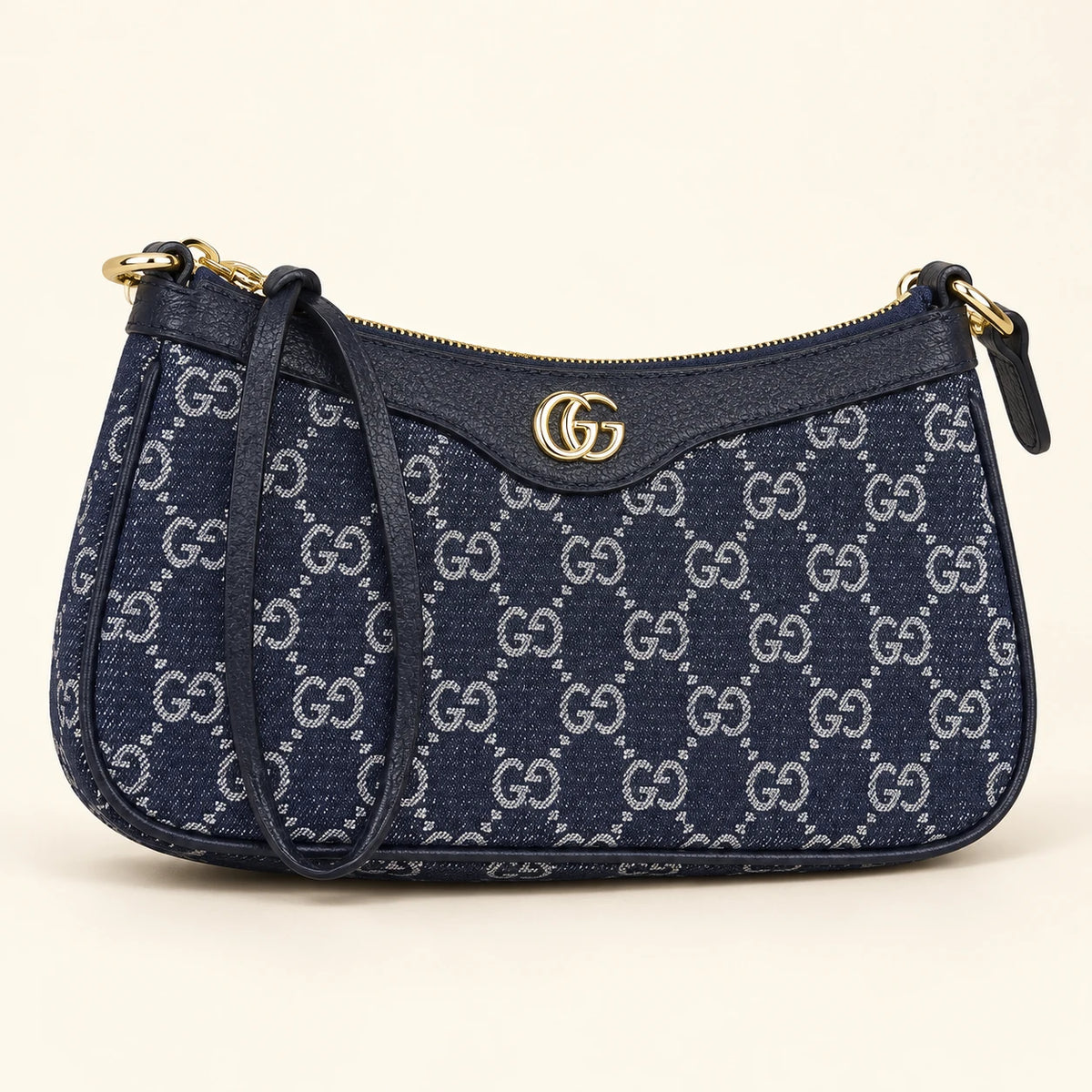 Gucci — Sac épaule monogramme — Bleu marine