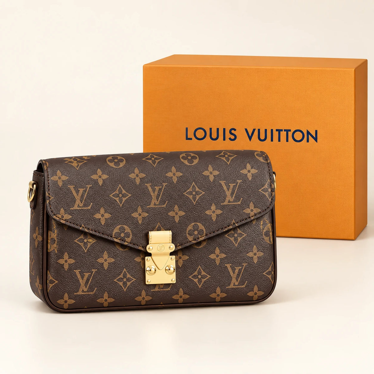Louis Vuitton — Sac rabat enveloppe — Marron monogramme avec boîte
