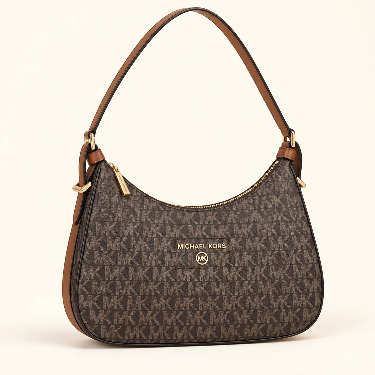 Michael Kors — Sac épaule demi-lune — Marron monogramme