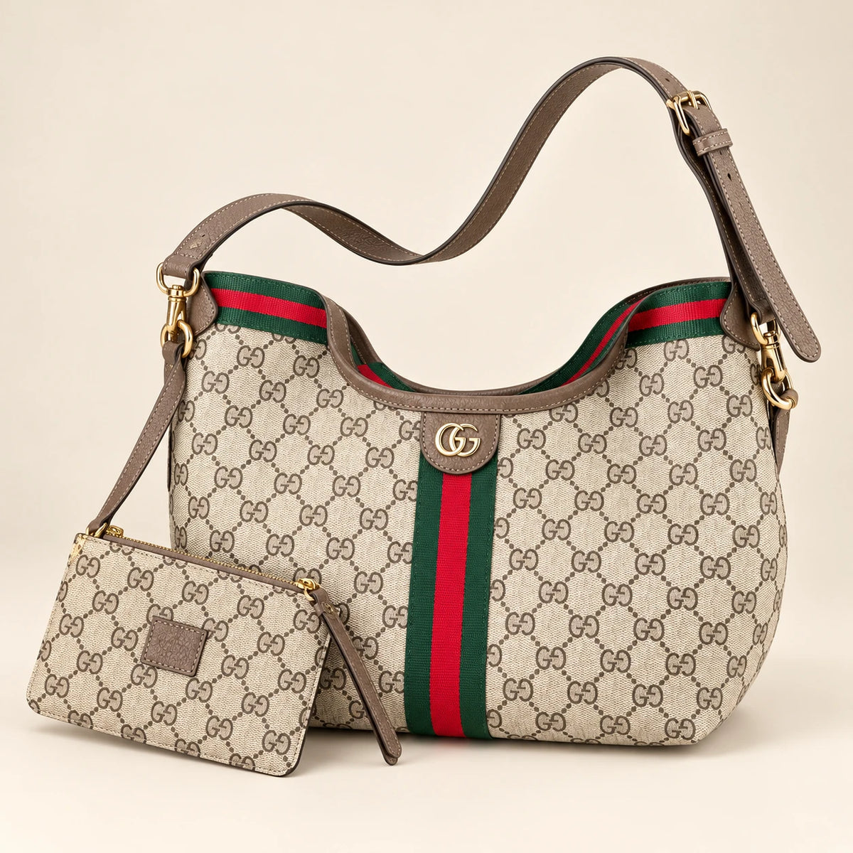 Gucci — Sac hobo rayé — Ivoire