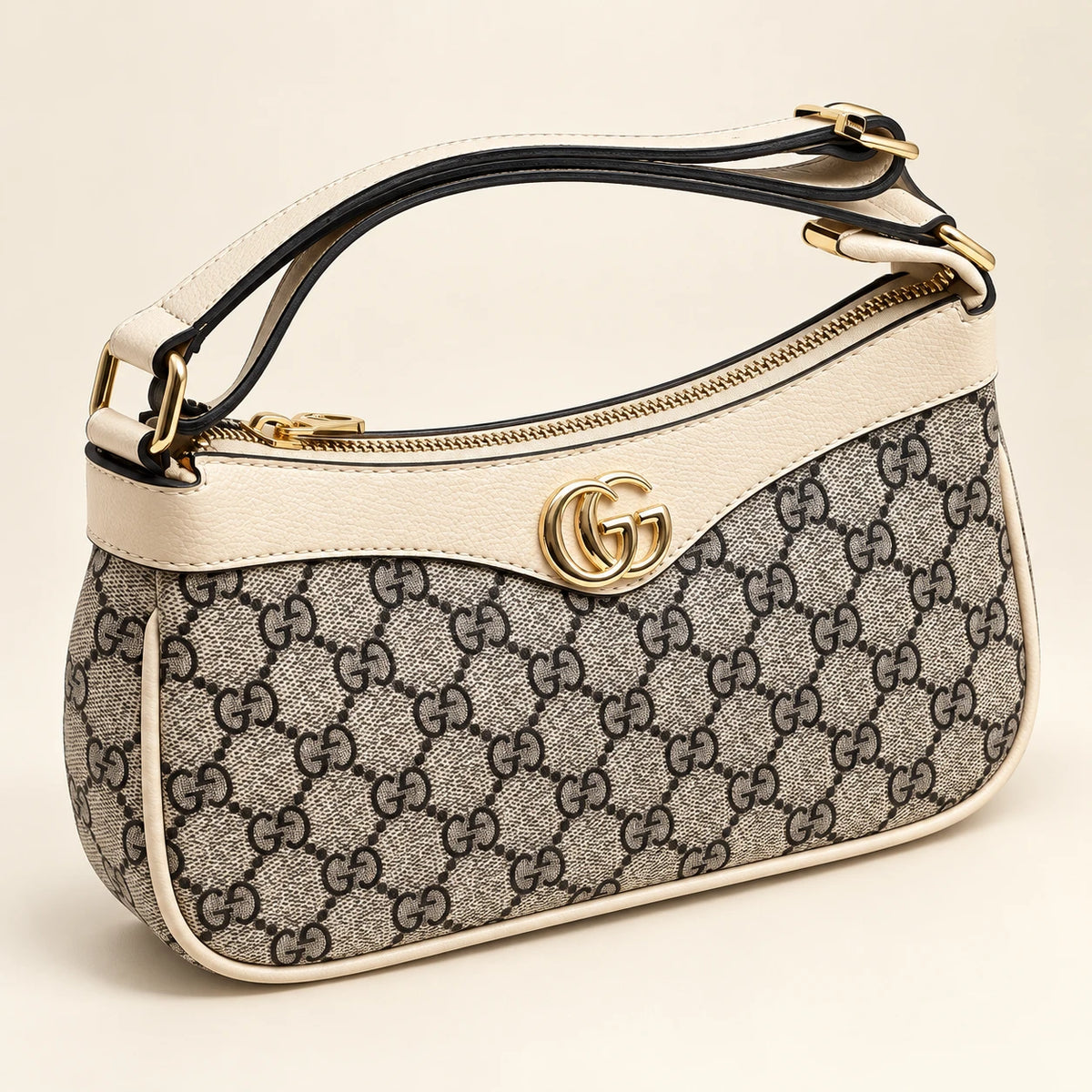 Gucci — Sac épaule zippé double G — Ivoire