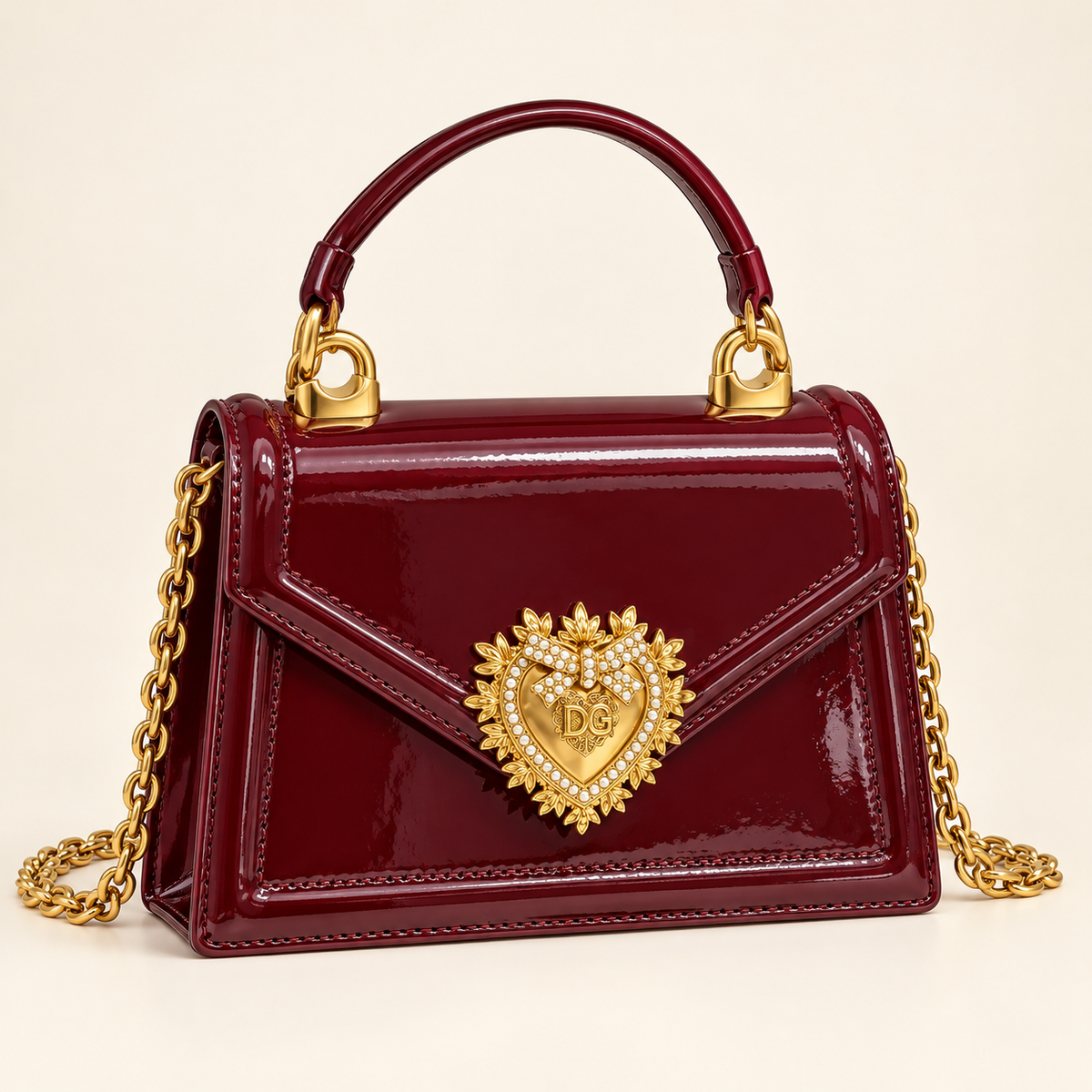 Dolce & Gabbana Sac verni à cœur — Bordeaux vue du produit