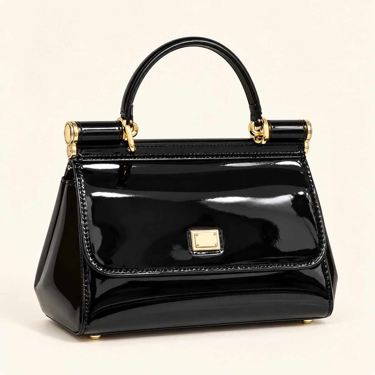 Dolce & Gabbana Sac à rabat verni — Noir vue du produit