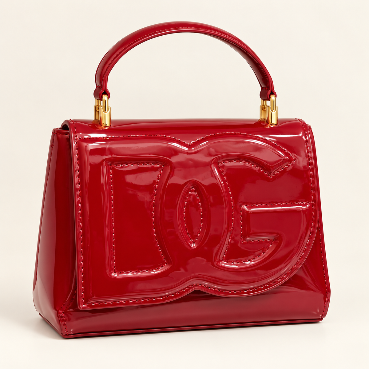 Dolce & Gabbana Sac verni à monogramme en relief — Rouge vue du produit