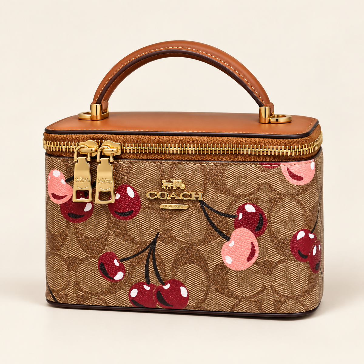 Coach Mini vanity cerises — Monogramme et caramel vue du produit