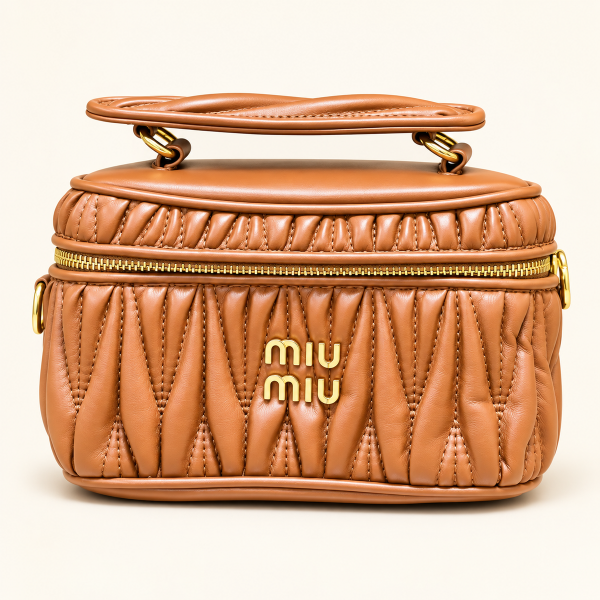 Miu Miu Mini vanity plissé — Caramel vue du produit