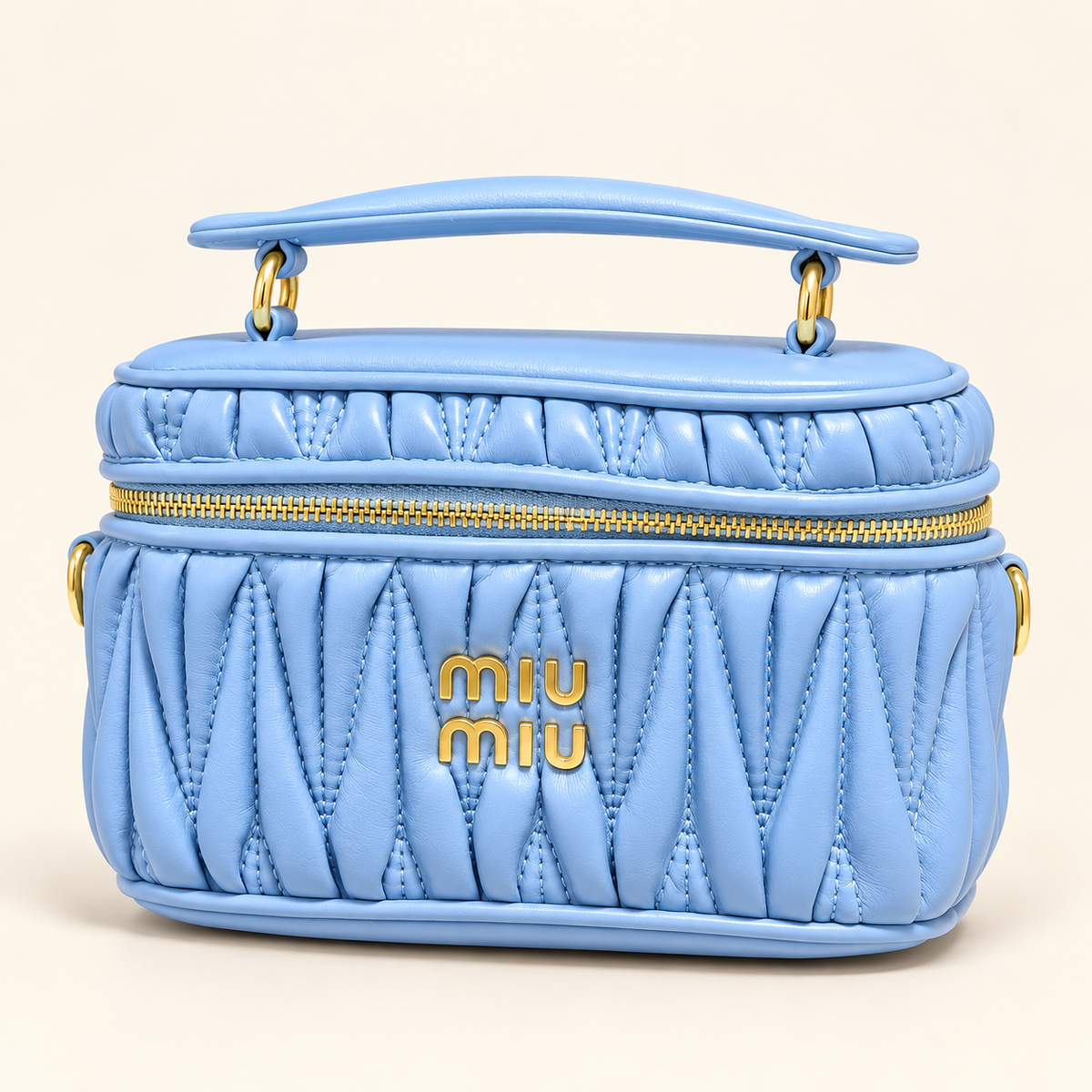 Miu Miu Mini vanity plissé — Bleu ciel vue du produit