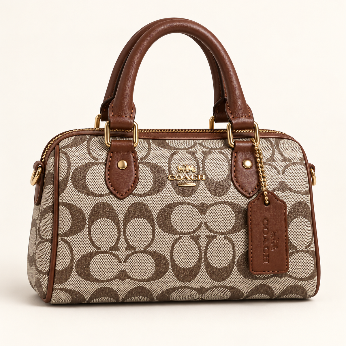 Coach Mini sac à anses — Monogramme et chocolat vue du produit