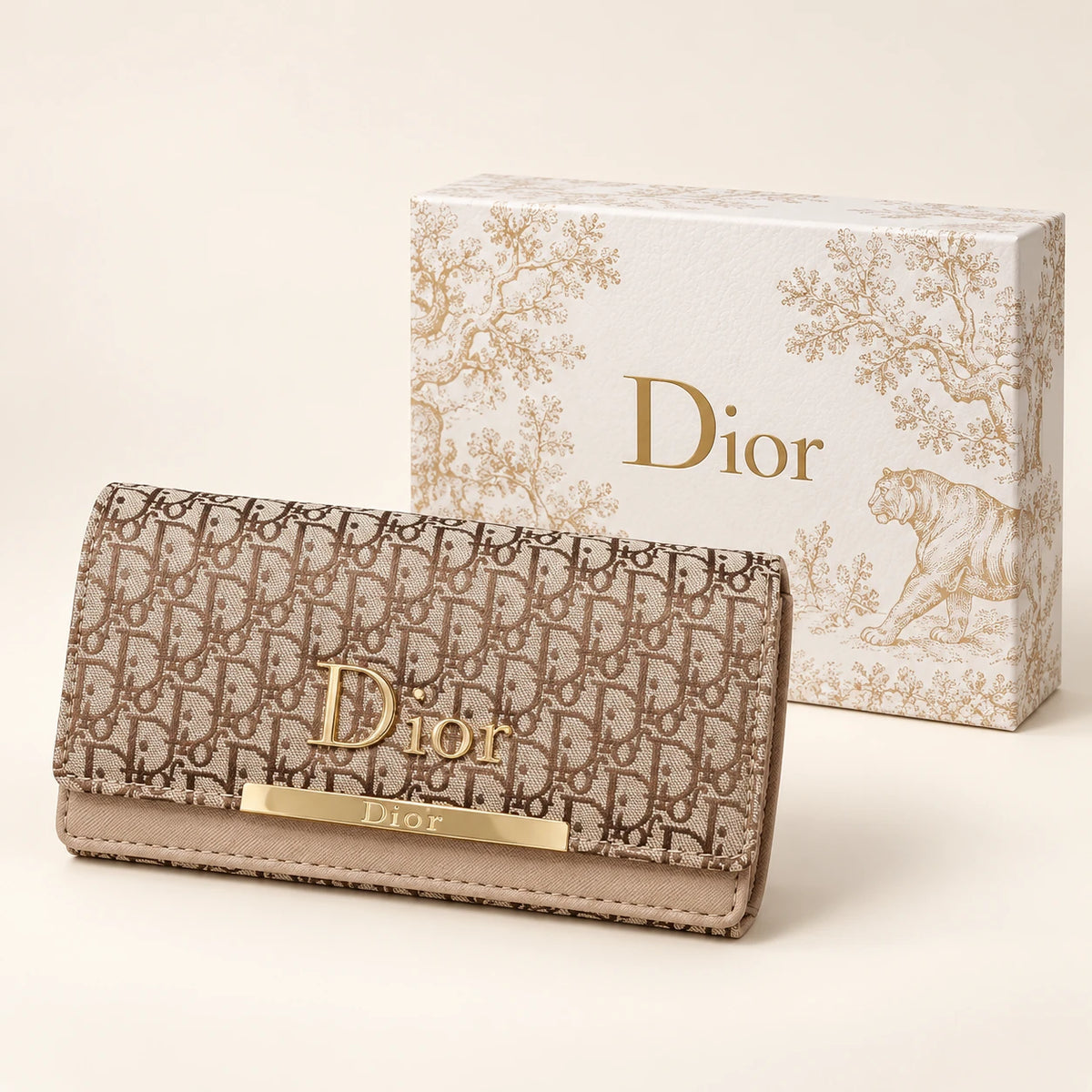 Portefeuille long — Monogramme clair avec boîte