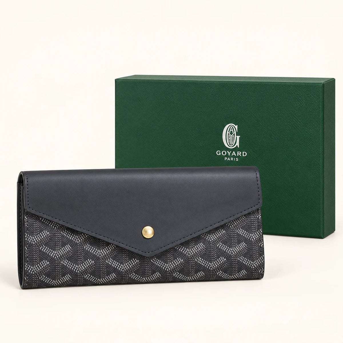 Portefeuille long à rabat — Anthracite avec boîte