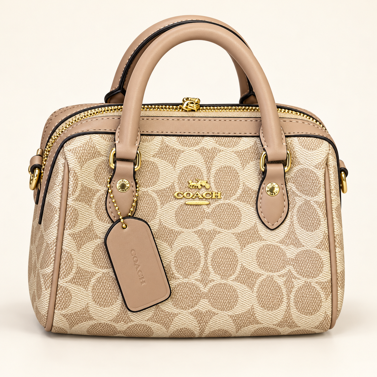 Mini sac à anses — Beige monogramme — sac seul, visuel généré