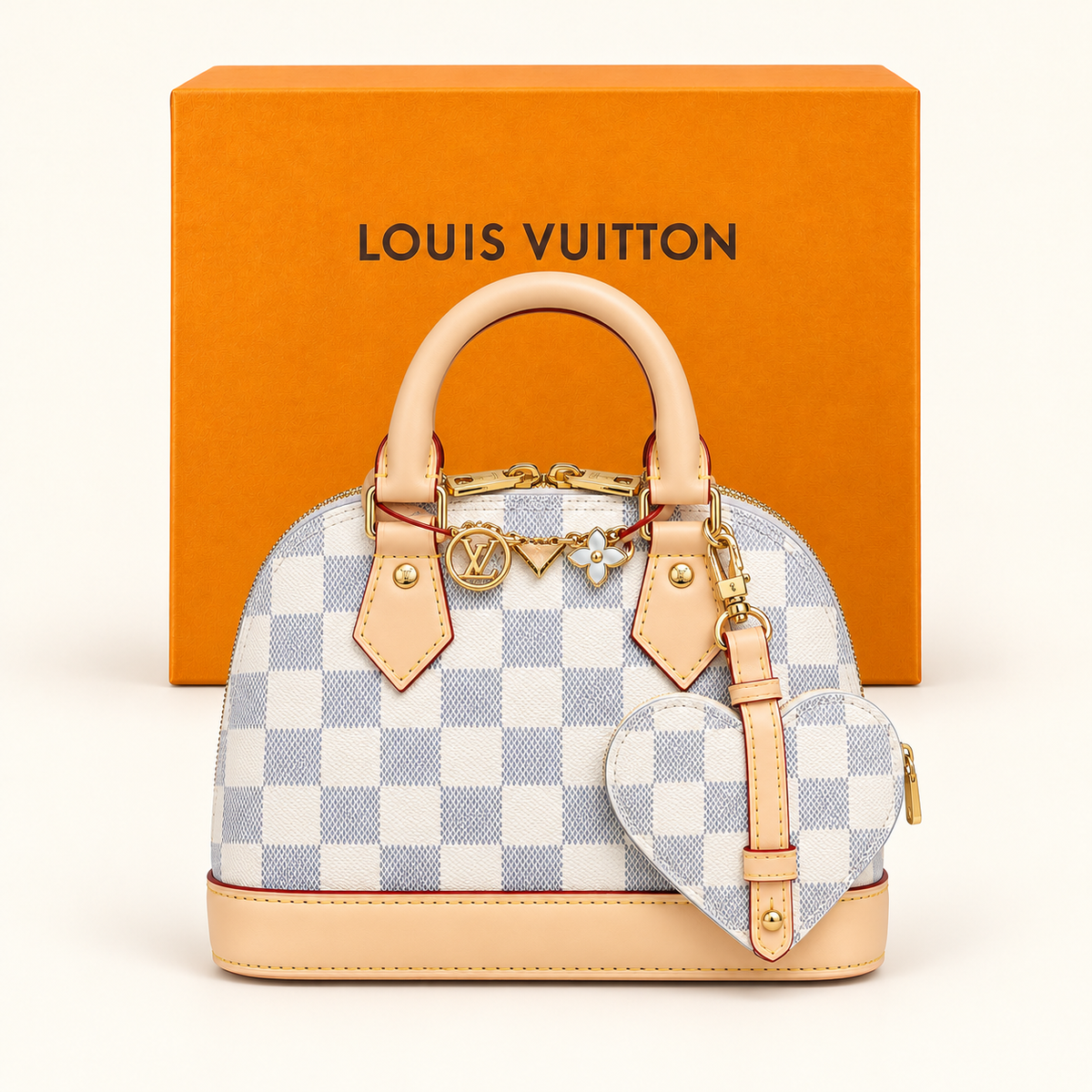 Sac dôme à motif — Damier clair — sac et boîte