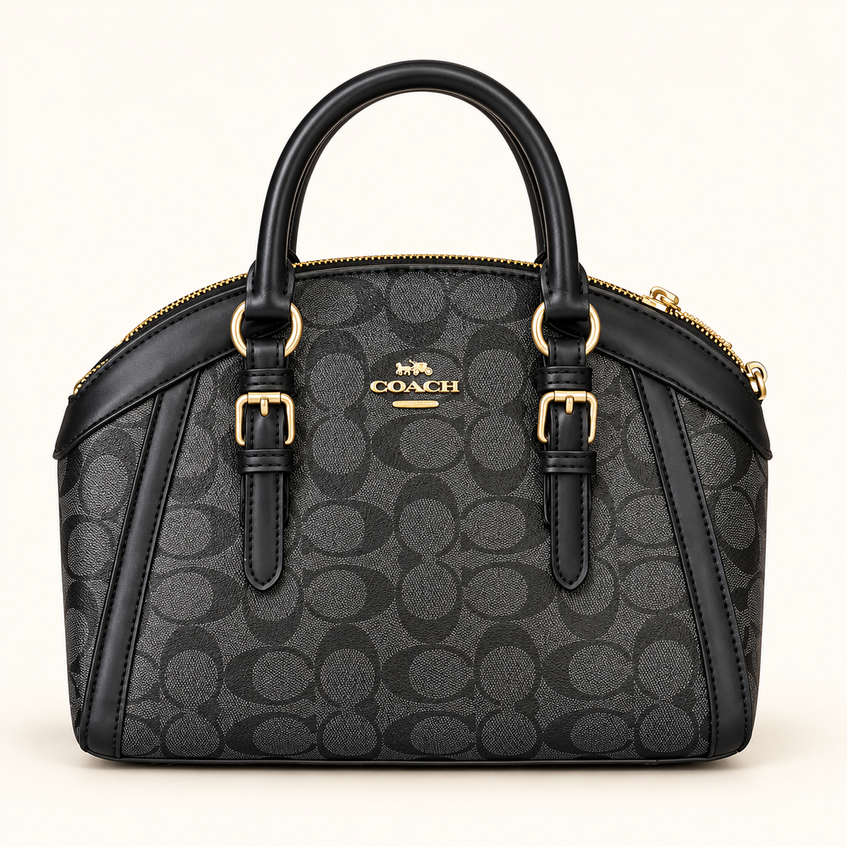 Sac bowling arrondi — Monogramme noir — studio