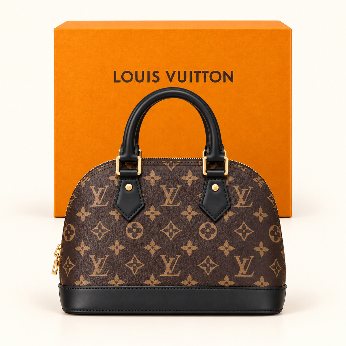 Sac dôme à motif — Monogramme et noir — sac et boîte