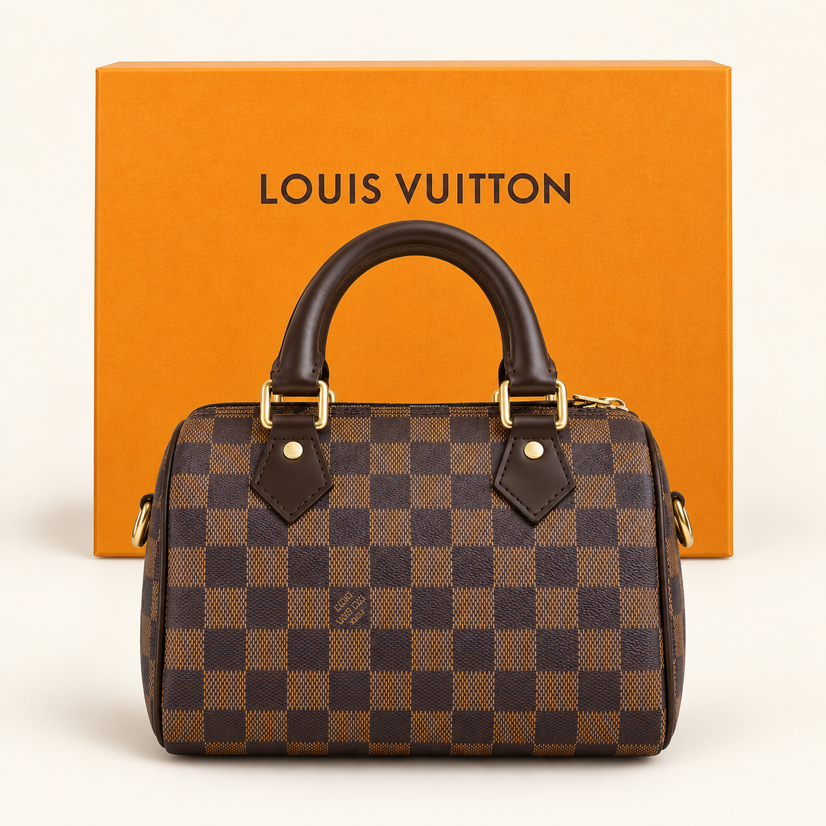 Sac bowling damier — Damier — présentation avec emballage, image générée