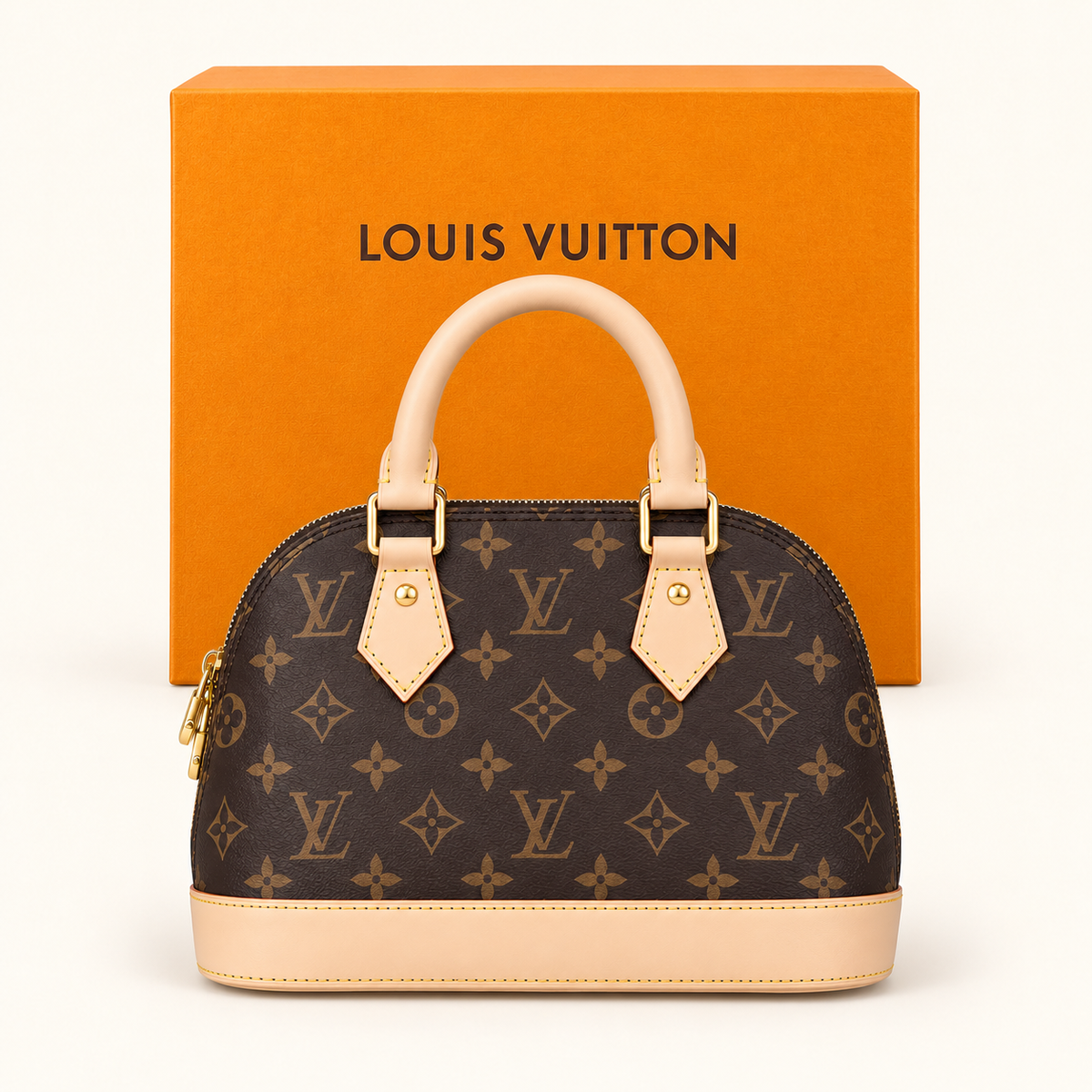 Sac dôme à motif — Monogramme — présentation avec emballage, image générée