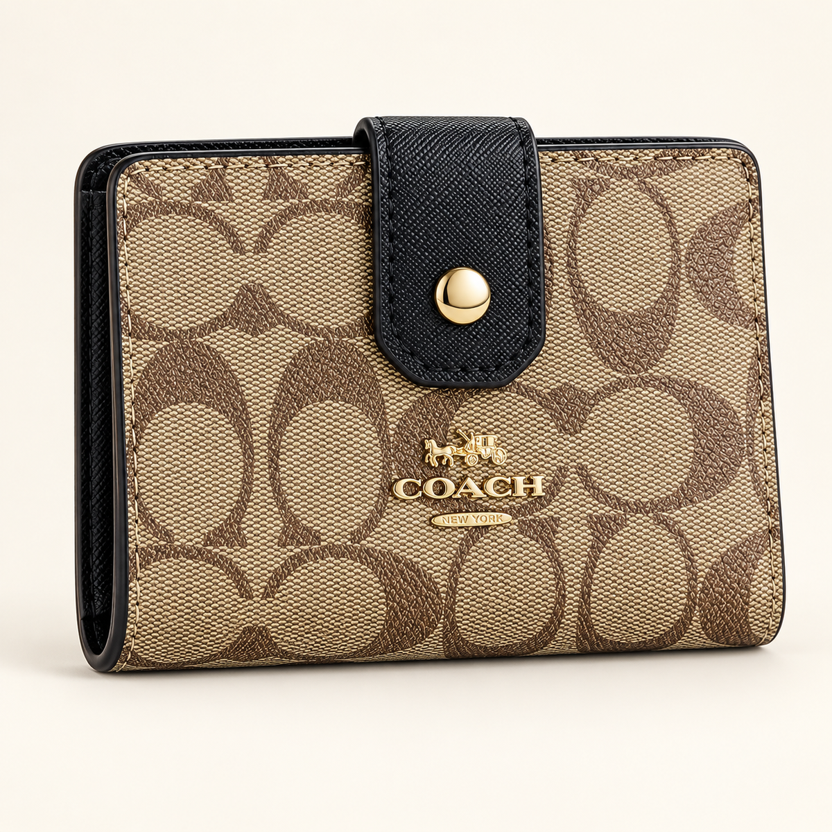 Portefeuille monogramme beige et noir