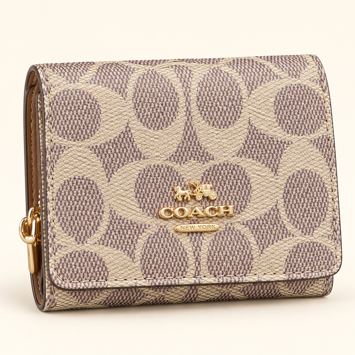 Portefeuille compact monogramme — Beige monogramme