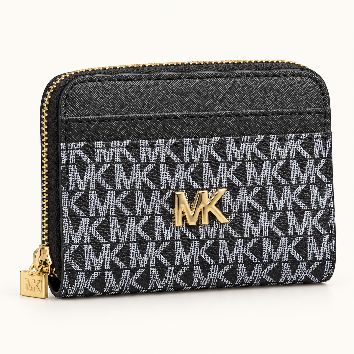 Portefeuille compact zippé — Monogramme noir