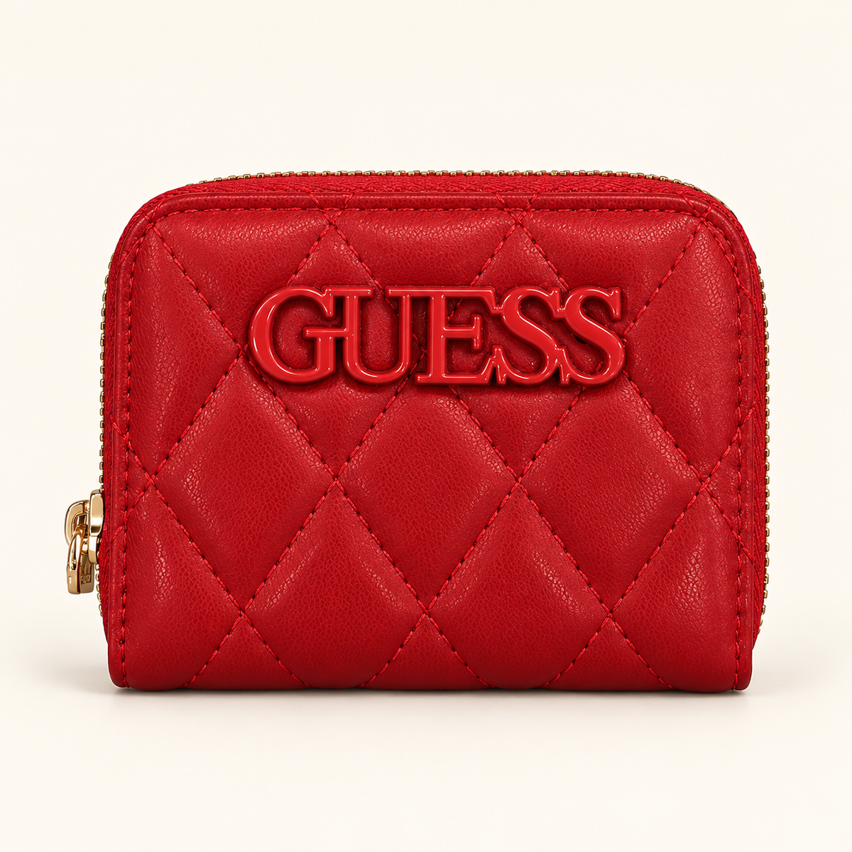 Portefeuille compact matelassé — Rouge