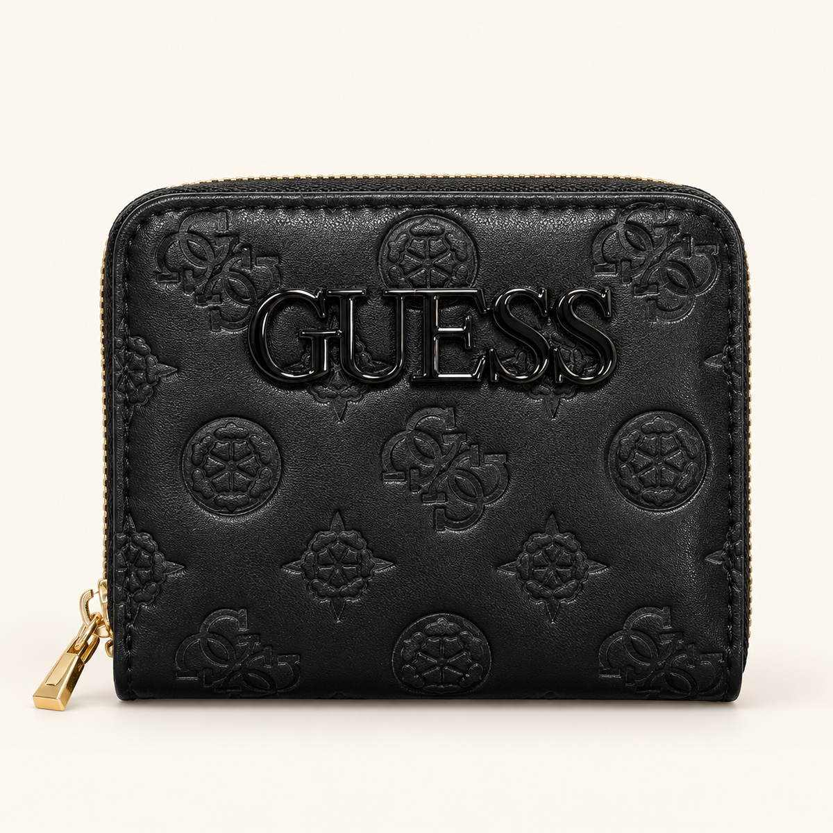 Portefeuille zippé motifs embossés — Noir