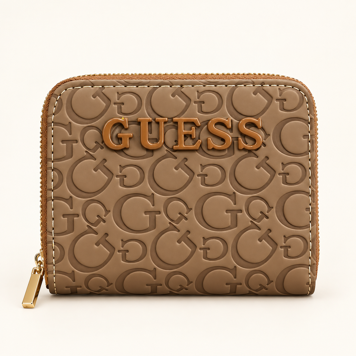 Portefeuille zippé monogramme G — Taupe