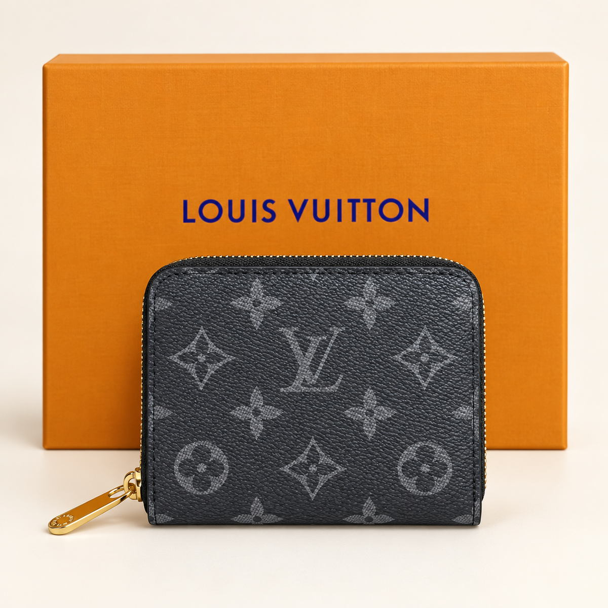 Portefeuille zippé monogramme — Gris anthracite
