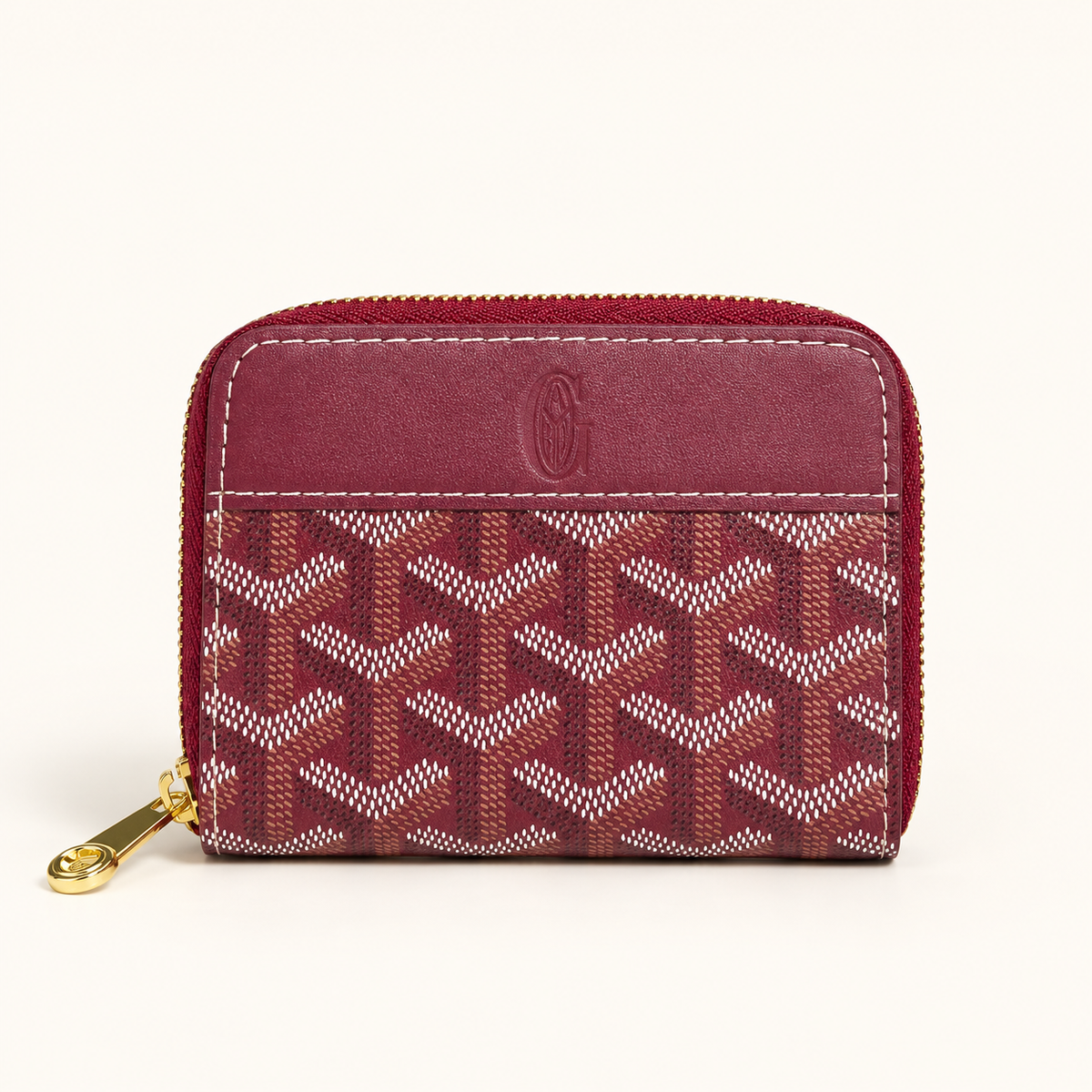 Portefeuille compact zippé — Bordeaux