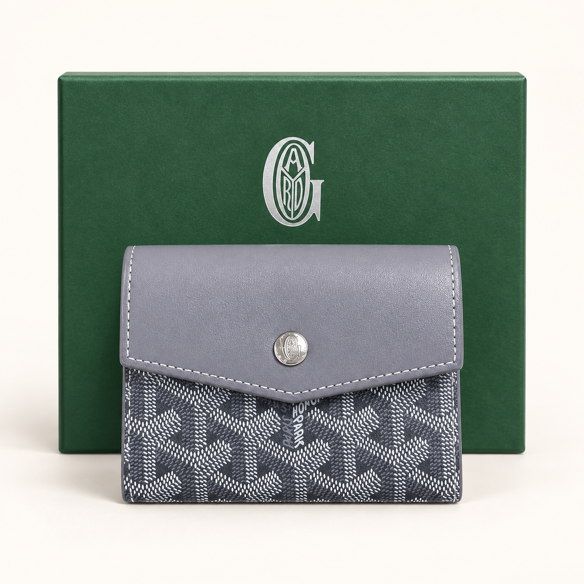 Portefeuille compact à rabat — Gris