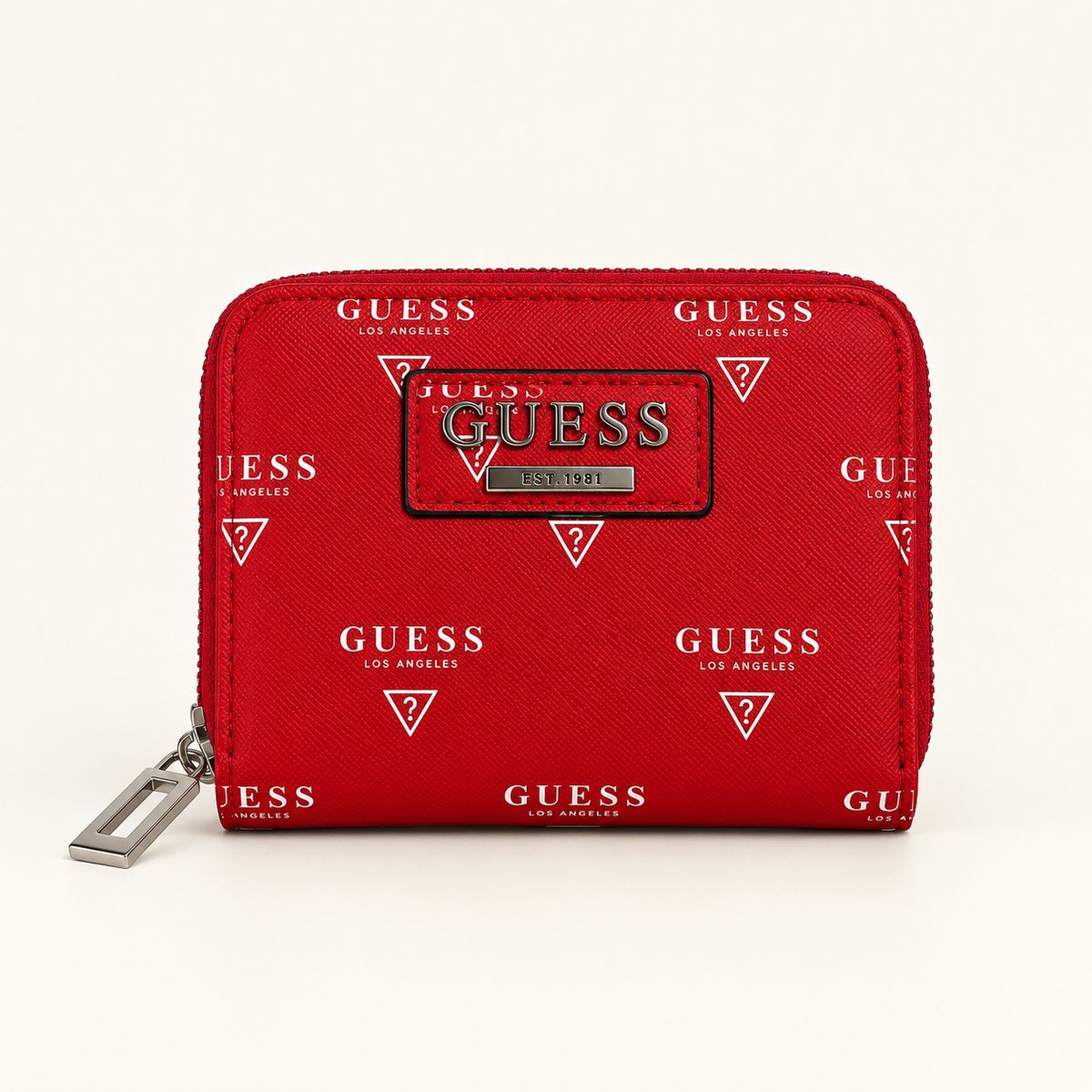 Portefeuille zippé monogramme triangulaire — Rouge