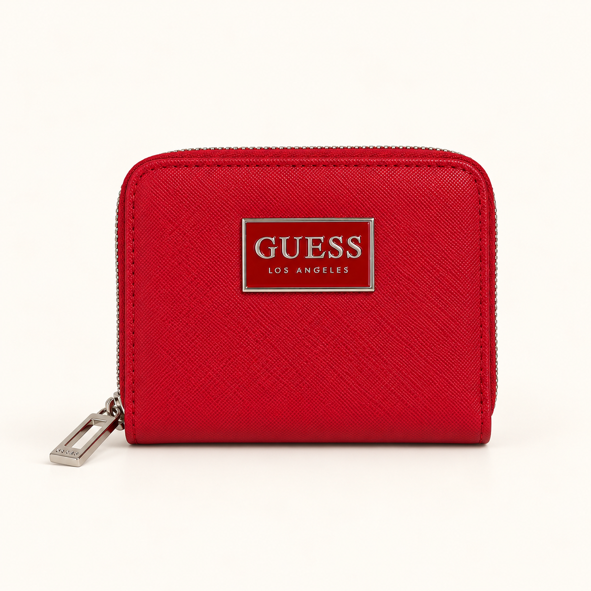 Portefeuille zippé grainé — Rouge