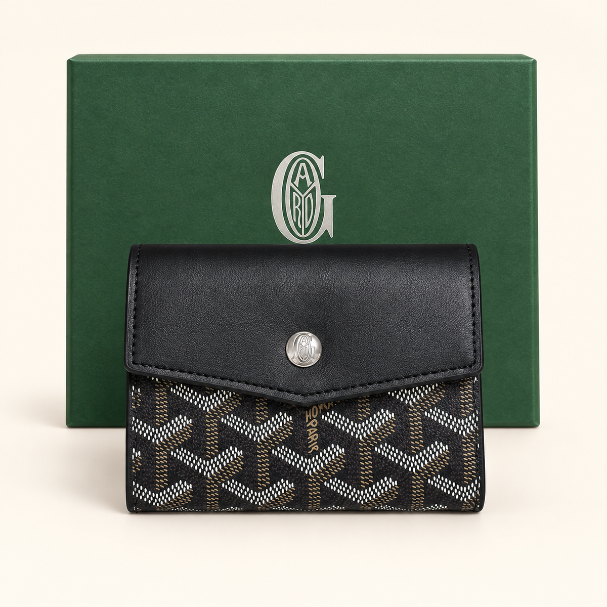 Portefeuille compact à rabat — Noir
