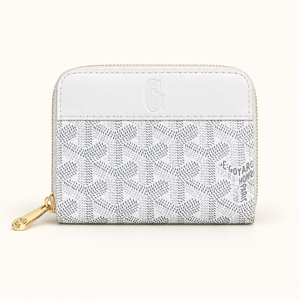 Portefeuille compact zippé — Blanc