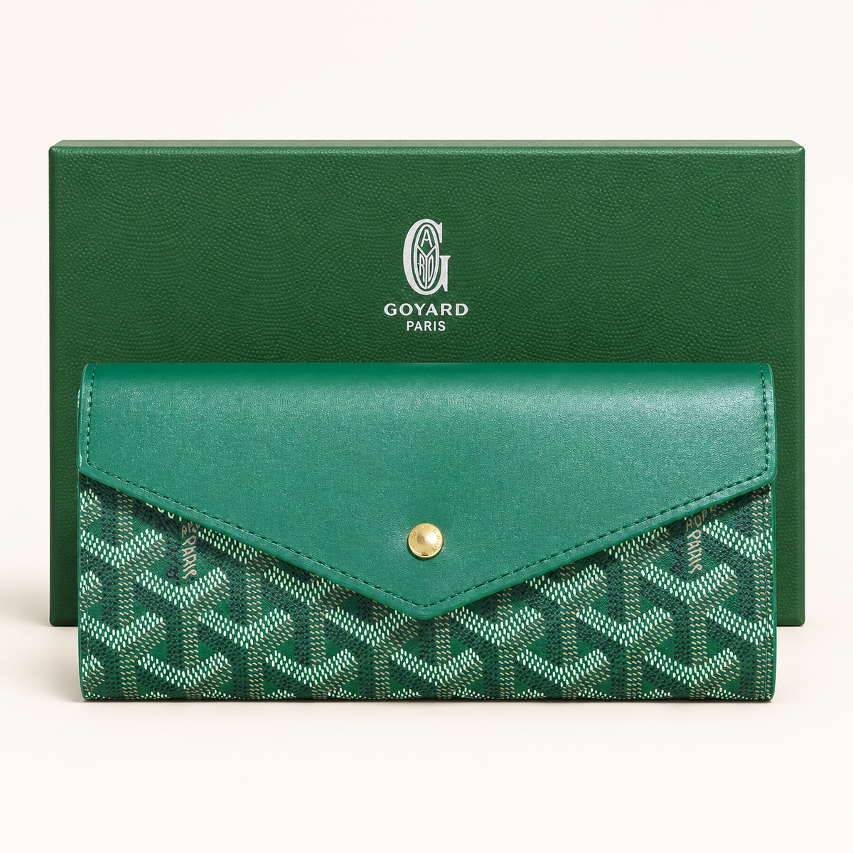 Portefeuille long à rabat — Vert