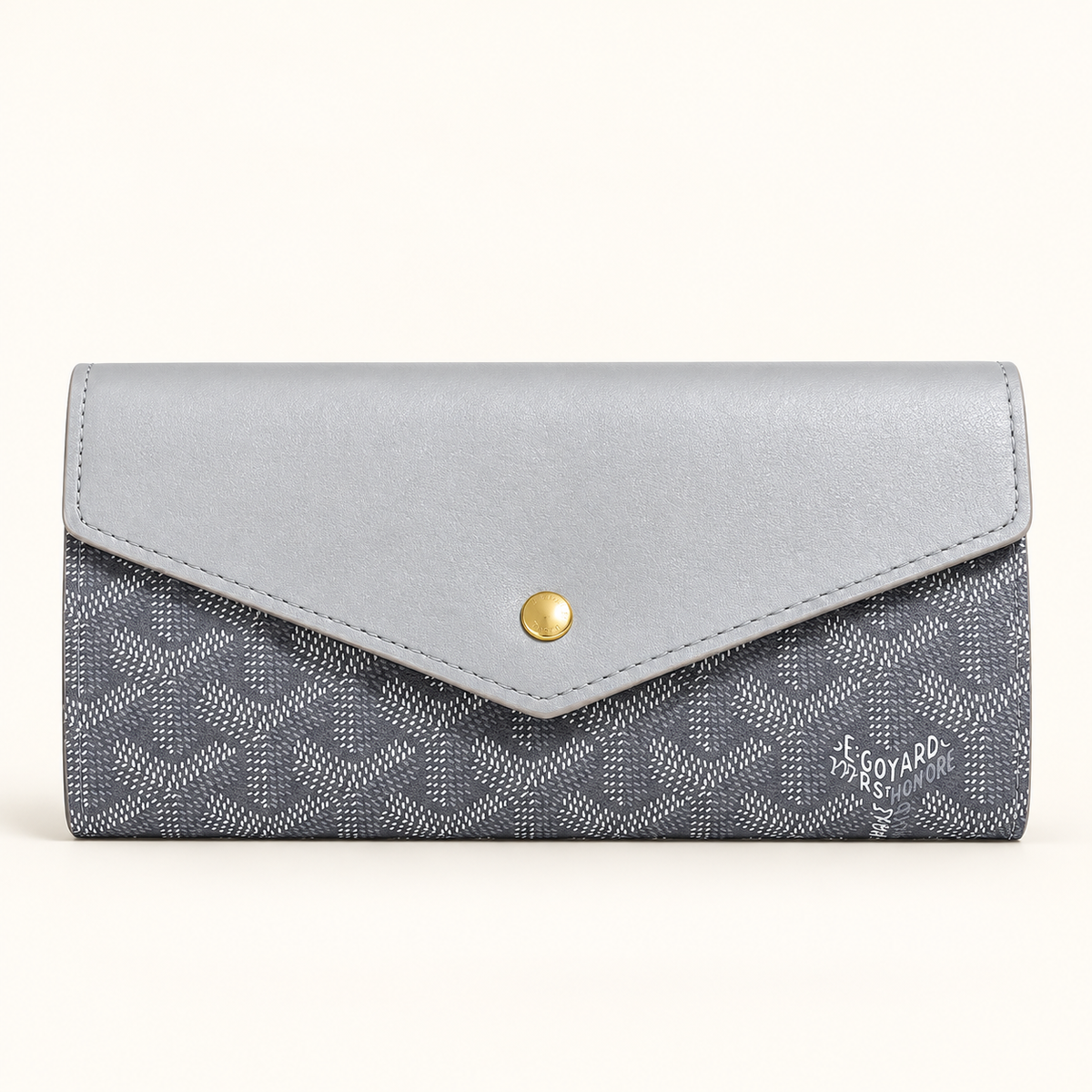 Portefeuille long à rabat — Gris clair