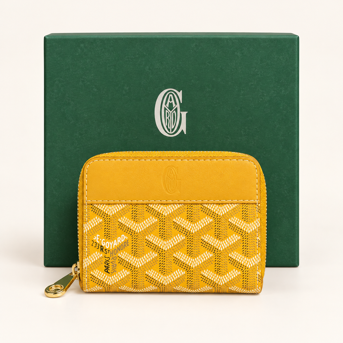 Portefeuille compact zippé — Jaune
