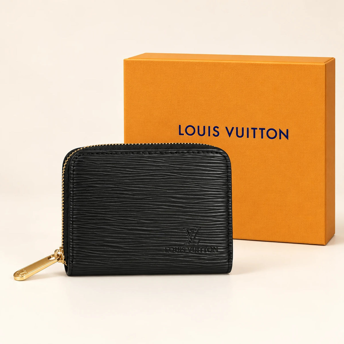 Louis Vuitton — Portefeuille zippé texture Épi — Noir avec boîte