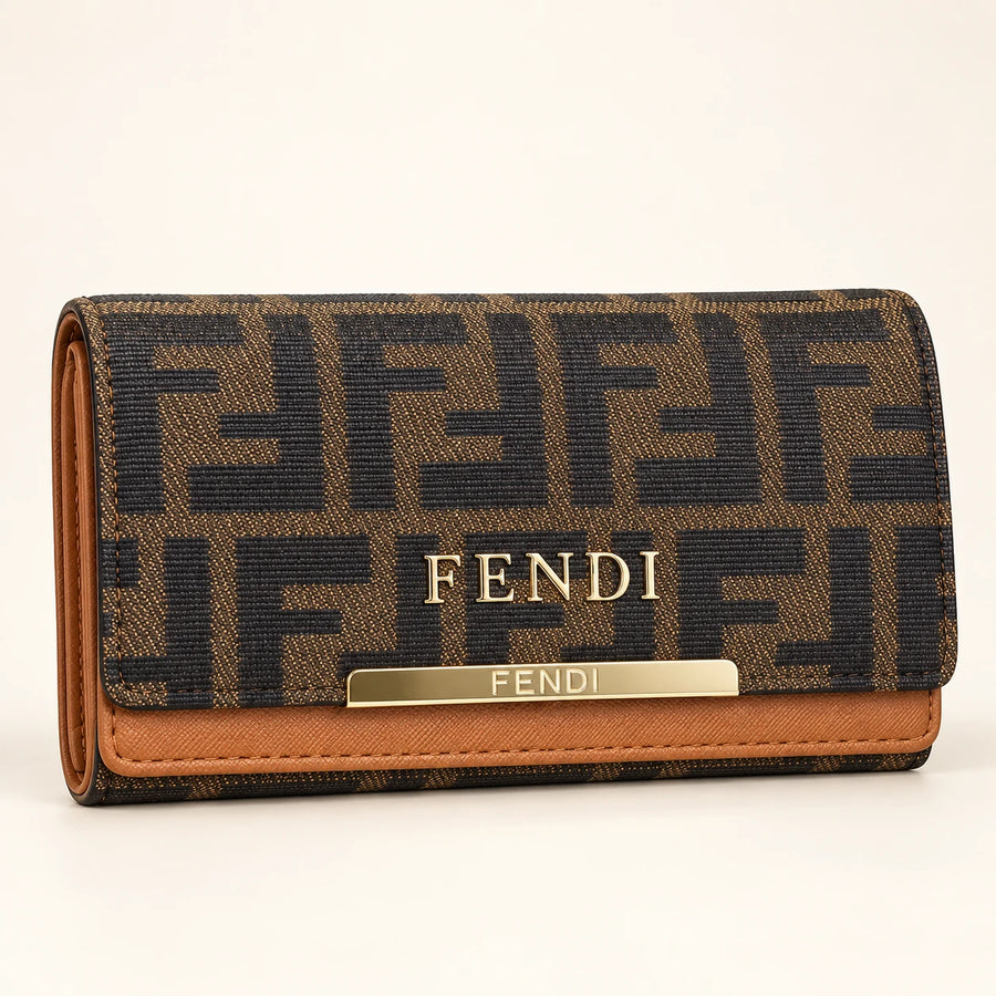 Fendi — Portefeuille long monogramme — Brun