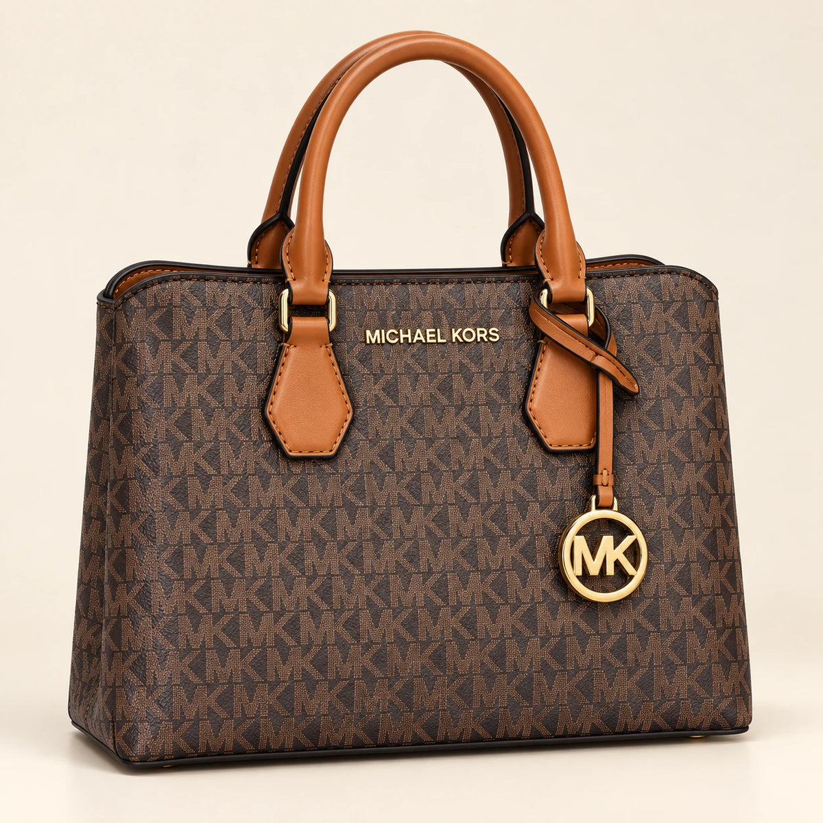 Michael Kors — Cabas structuré avec charm — Marron monogramme