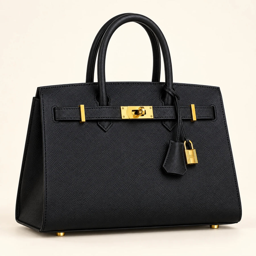 Hermès — Sac structuré à fermoir — Noir