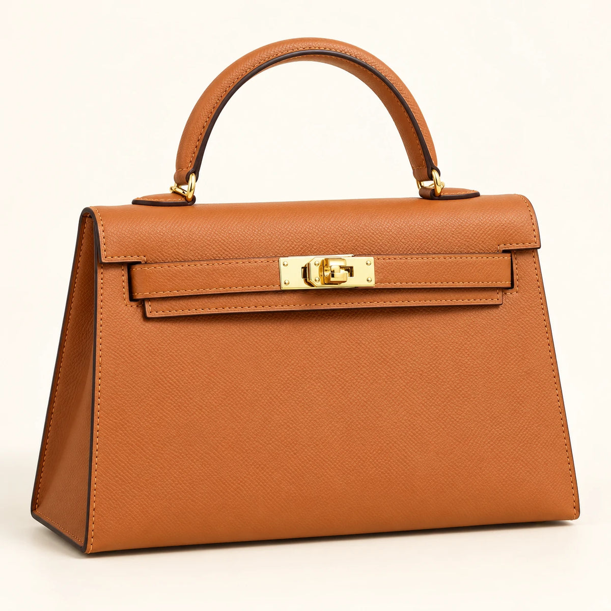 Hermès — Sac structuré poignée unique — Caramel