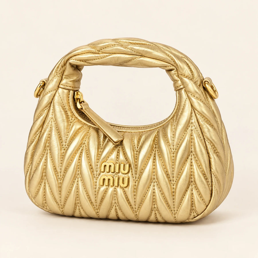 Miu Miu — Mini sac plissé — Doré