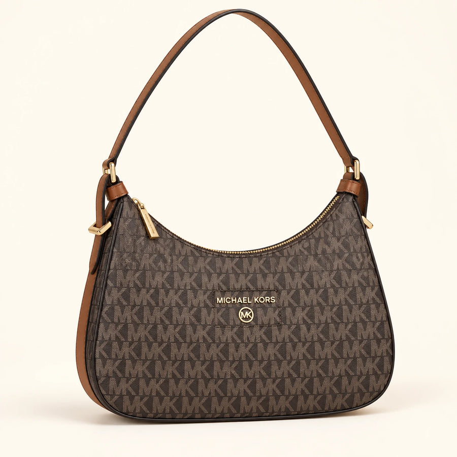 Michael Kors — Sac épaule demi-lune — Marron monogramme