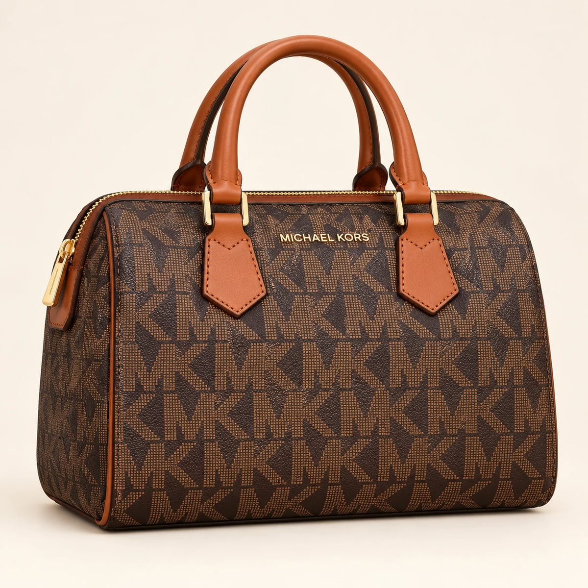 Michael Kors — Grand sac bowling monogramme — Brun