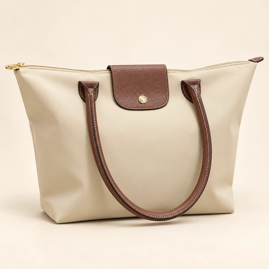 Longchamp Cabas souple à rabat — Beige