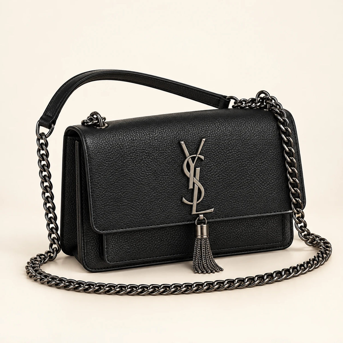 Saint Laurent — Sac chaîne à pampille — Noir