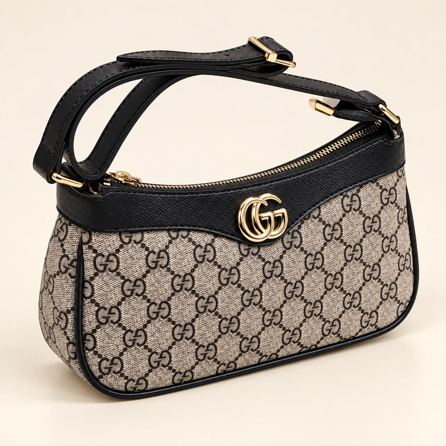 Gucci — Sac épaule zippé double G — Noir