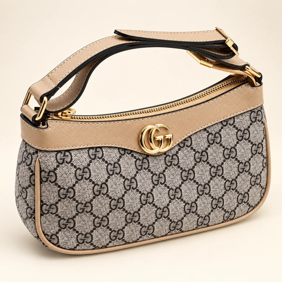 Gucci — Sac épaule zippé double G — Beige