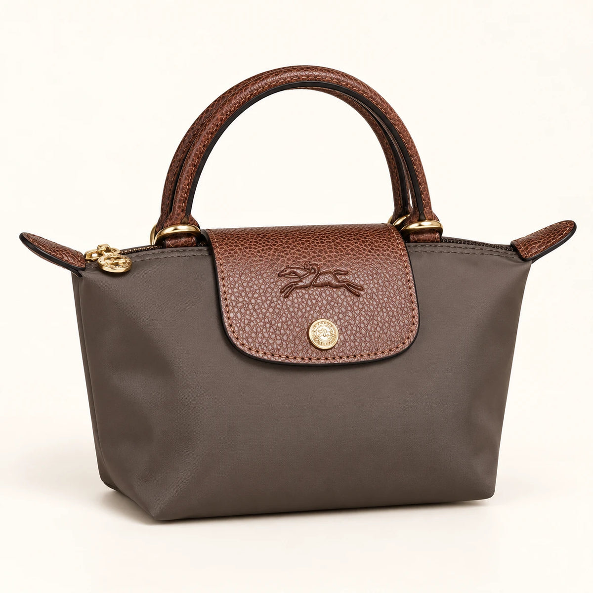 Longchamp — Mini sac souple à rabat — Taupe foncé