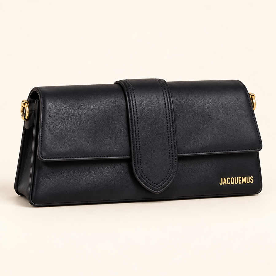 Sac rabat allongé — Noir — image studio générée